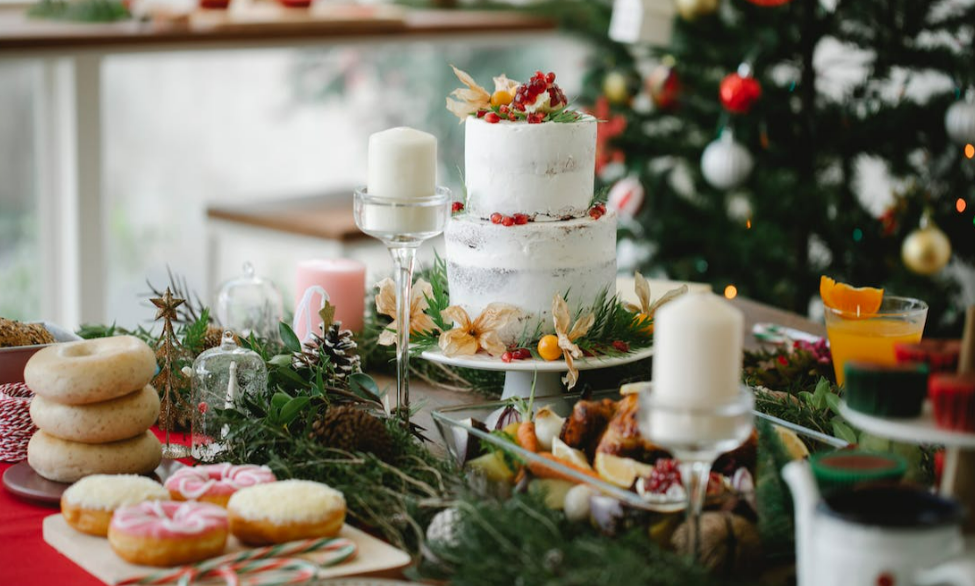 Little Debbie Christmas Tree Cheesecake on festive holiday table setting