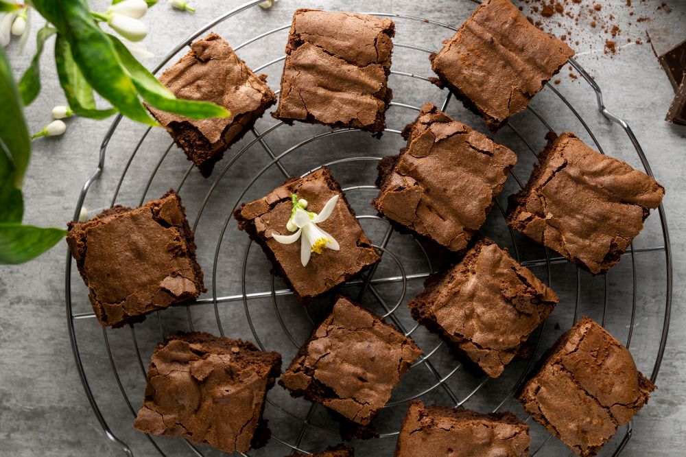 Delicious homemade ooey gooey brownies with rich chocolate texture